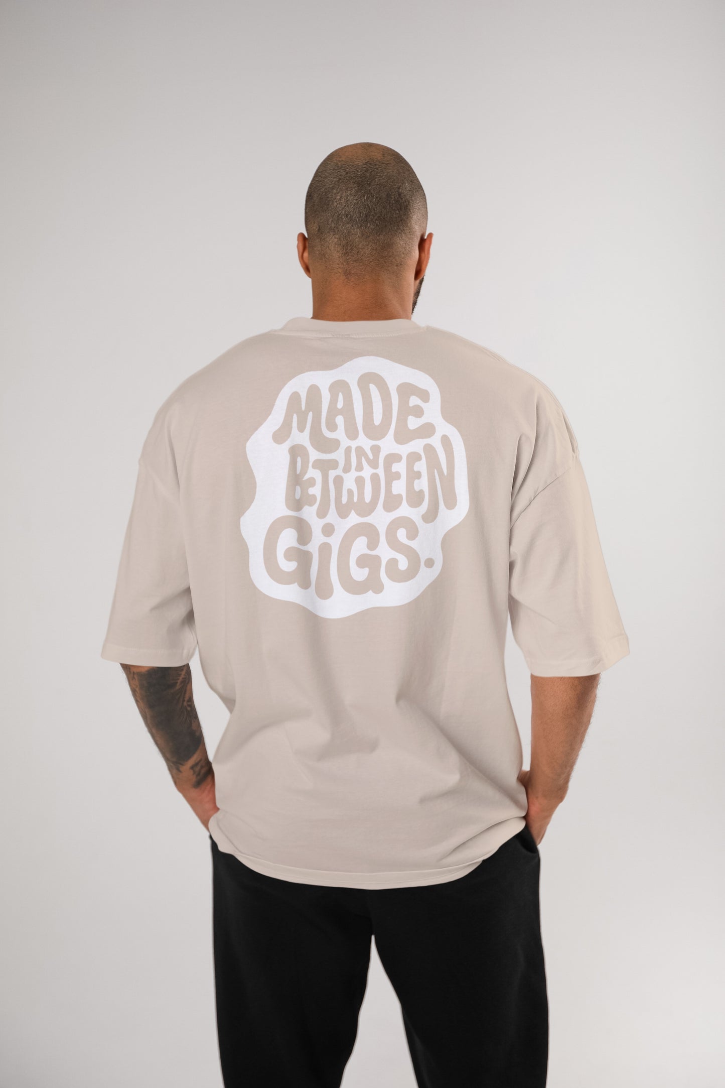 "Made In Between Gigs" Oversized Tee – Broke By Choice Series