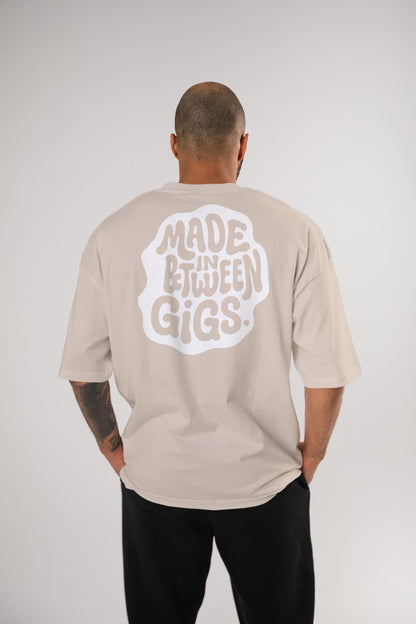 "Made In Between Gigs" Oversized Tee – Broke By Choice Series